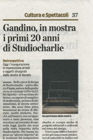 STUDIOCHARLIE 20 / 22 / L'Eco di Bergamo 30/04/2022, p.37.